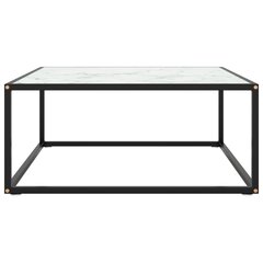 vidaXL kohvilaud, must, valge marmorklaasiga, 80 x 80 x 35 cm hind ja info | Diivanilauad | kaup24.ee