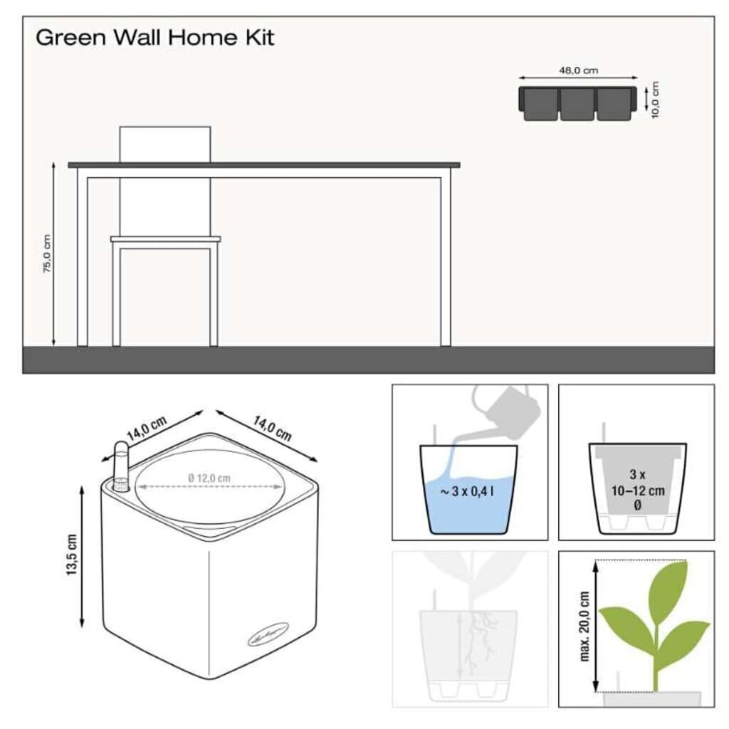 LECHUZA taimekastid 3 tk "Green Wall Home Kit" valge hind ja info | Dekoratiivsed lillepotid | kaup24.ee