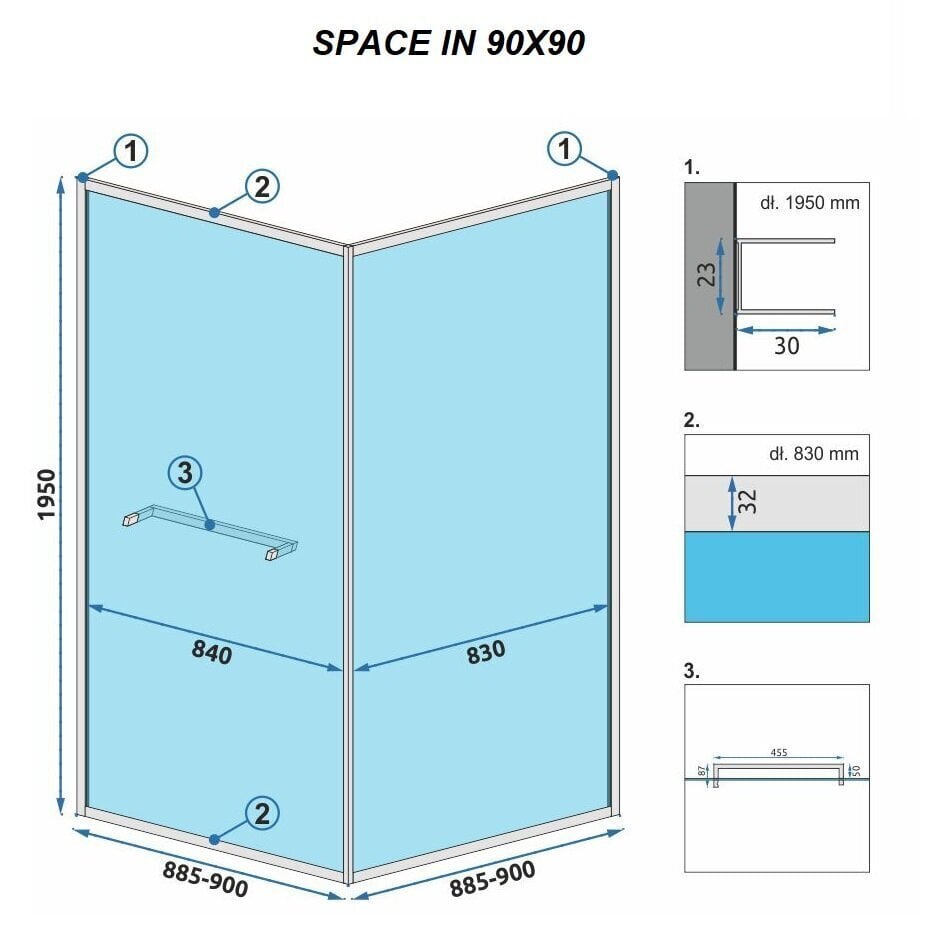 Dušikabiin REA Space In Black, 90x90, 80x100 cm цена и информация | Dušikabiinid | kaup24.ee