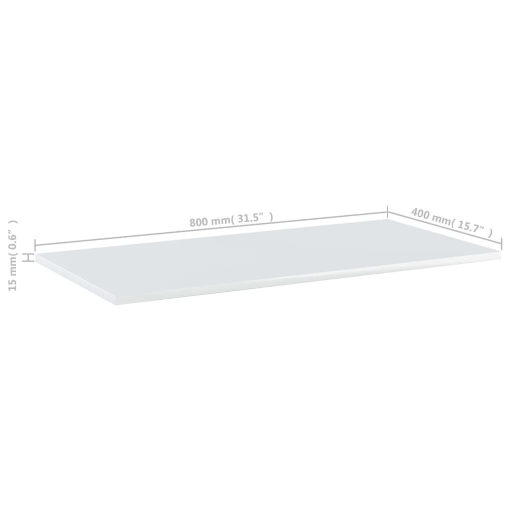 vidaXL riiuliplaadid 4 tk, valge, 80x40x1,5 cm, puitlaastplaat hind ja info | Riiulid | kaup24.ee