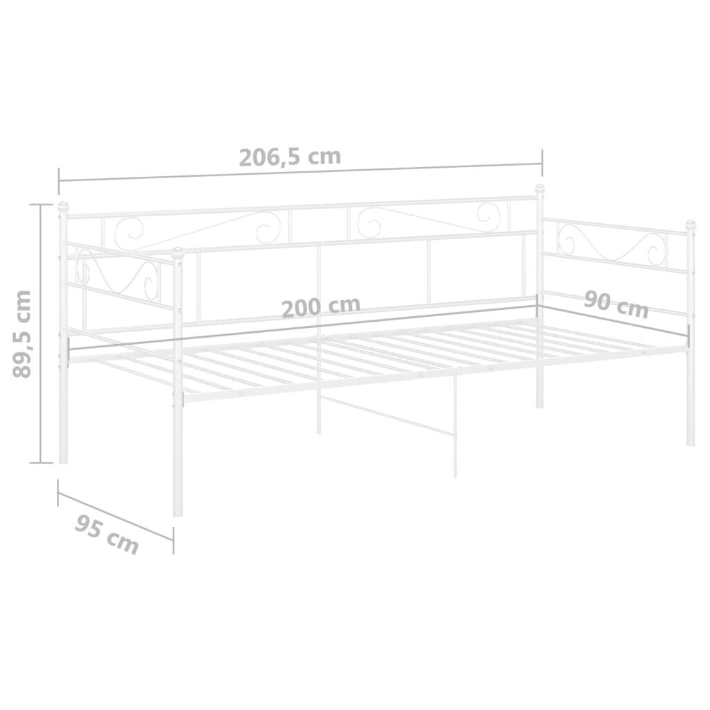 vidaXL diivanvoodiraam, valge, metall, 90 x 200 cm цена и информация | Voodid | kaup24.ee