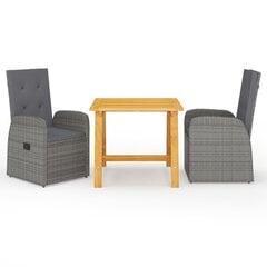 Садовый набор с подушками, 3 части, серый цена и информация | Комплекты уличной мебели | kaup24.ee