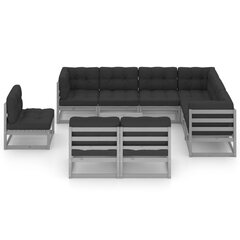 Комплект уличной мебели с подушками (10 шт.), черный цена и информация | Комплекты уличной мебели | kaup24.ee