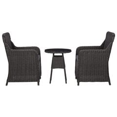 Садовый набор с подушками, 3 части, чёрный цена и информация | Садовые стулья, кресла, пуфы | kaup24.ee