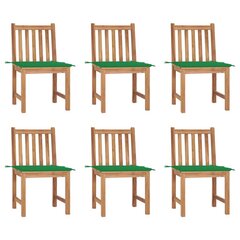 Садовые стулья с подушками vidaXL, 6 шт., массив тикового дерева цена и информация | Садовые стулья, кресла, пуфы | kaup24.ee