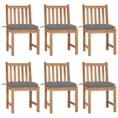 Садовые стулья с подушками vidaXL, 6 шт., массив тикового дерева цена и информация | Садовые стулья, кресла, пуфы | kaup24.ee