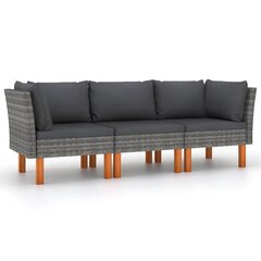 Трехместный диван с подушками, серый цена и информация | Уличные cтулья | kaup24.ee