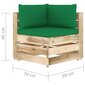 vidaXL nurgadiivan istmepatjadega, roheline, immutatud puit hind ja info | Aiatoolid | kaup24.ee