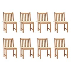Садовые стулья с подушками vidaXL, 6 шт., массив тикового дерева цена и информация | Уличные cтулья | kaup24.ee