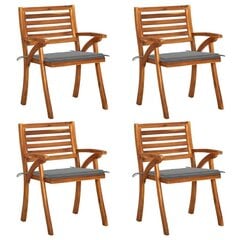 Садовые обеденные стулья с подушками, 4 шт, массив акации цена и информация | Садовые стулья, кресла, пуфы | kaup24.ee