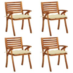 Садовые обеденные стулья с подушками, 4 шт, массив акации цена и информация | Садовые стулья, кресла, пуфы | kaup24.ee