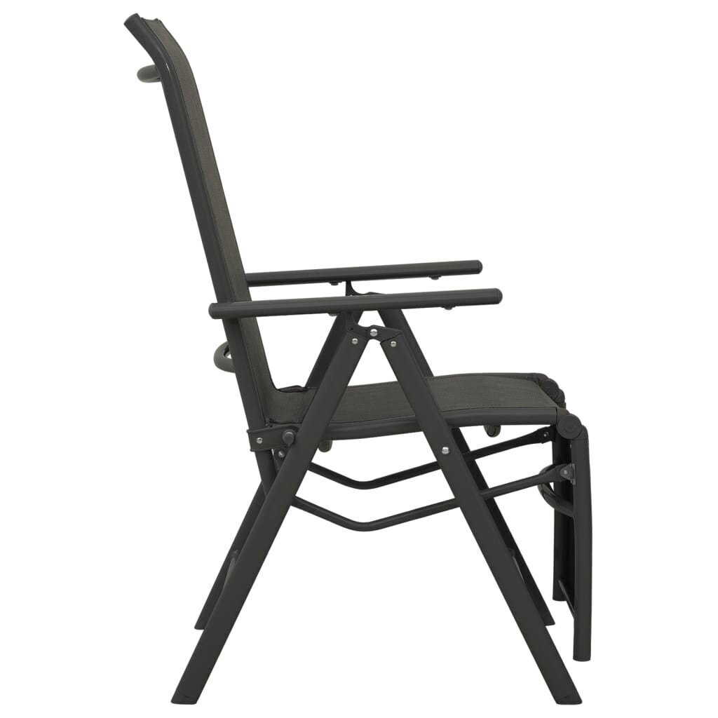 vidaXL allalastava seljatoega toolid 2 tk, tekstileen, alumiinium must цена и информация | Aiatoolid | kaup24.ee