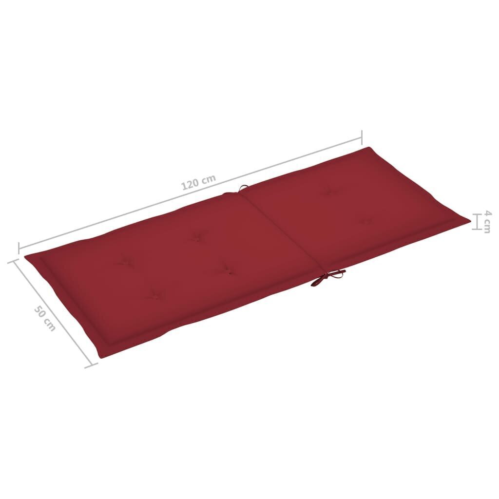 vidaXL aiatooli istmepadjad 6 tk veinipunane 120 x 50 x 3 cm hind ja info | Toolipadjad ja -katted | kaup24.ee