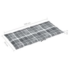 vidaXL aiatooli istmepadjad 4 tk hallid ruudud 100 x 50 x 3 cm hind ja info | Toolipadjad ja -katted | kaup24.ee