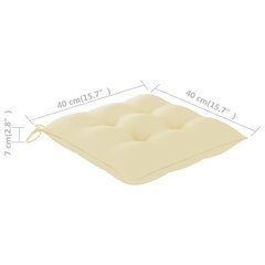 vidaXL aiatooli istmepadjad 2 tk valge 40 x 40 x 7 cm kangas цена и информация | Подушки, наволочки, чехлы | kaup24.ee