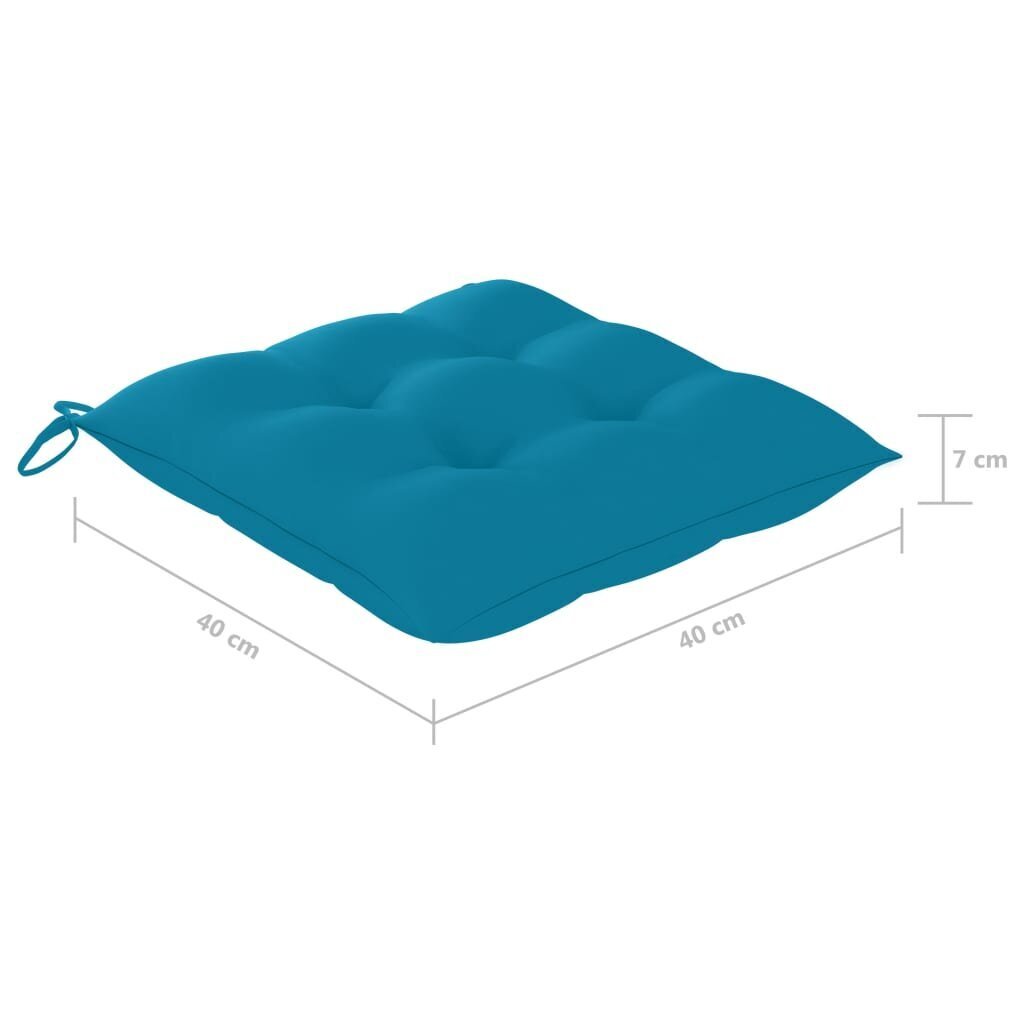 vidaXL aiatooli istmepadjad 2 tk helesinine 40 x 40 x 7 cm kangas hind ja info | Toolipadjad ja -katted | kaup24.ee