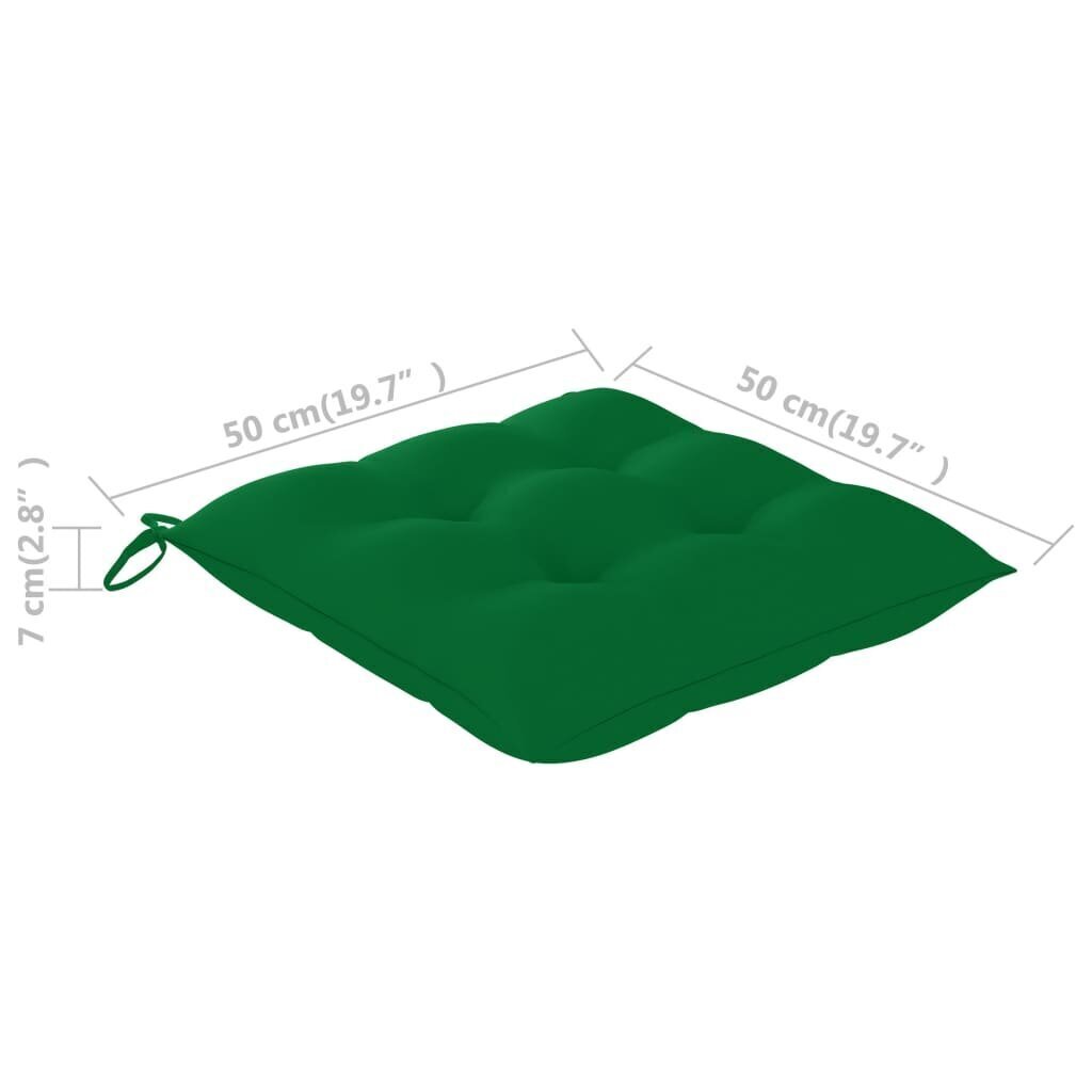 vidaXL aiatooli istmepadjad 2 tk roheline 50 x 50 x 7 cm kangas цена и информация | Toolipadjad ja -katted | kaup24.ee