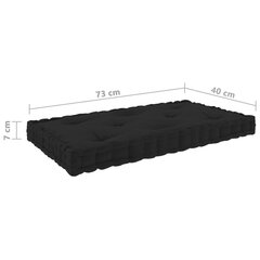 vidaXL euroaluse istumispadi, must, 73 x 40 x 7 cm, puuvill hind ja info | Toolipadjad ja -katted | kaup24.ee