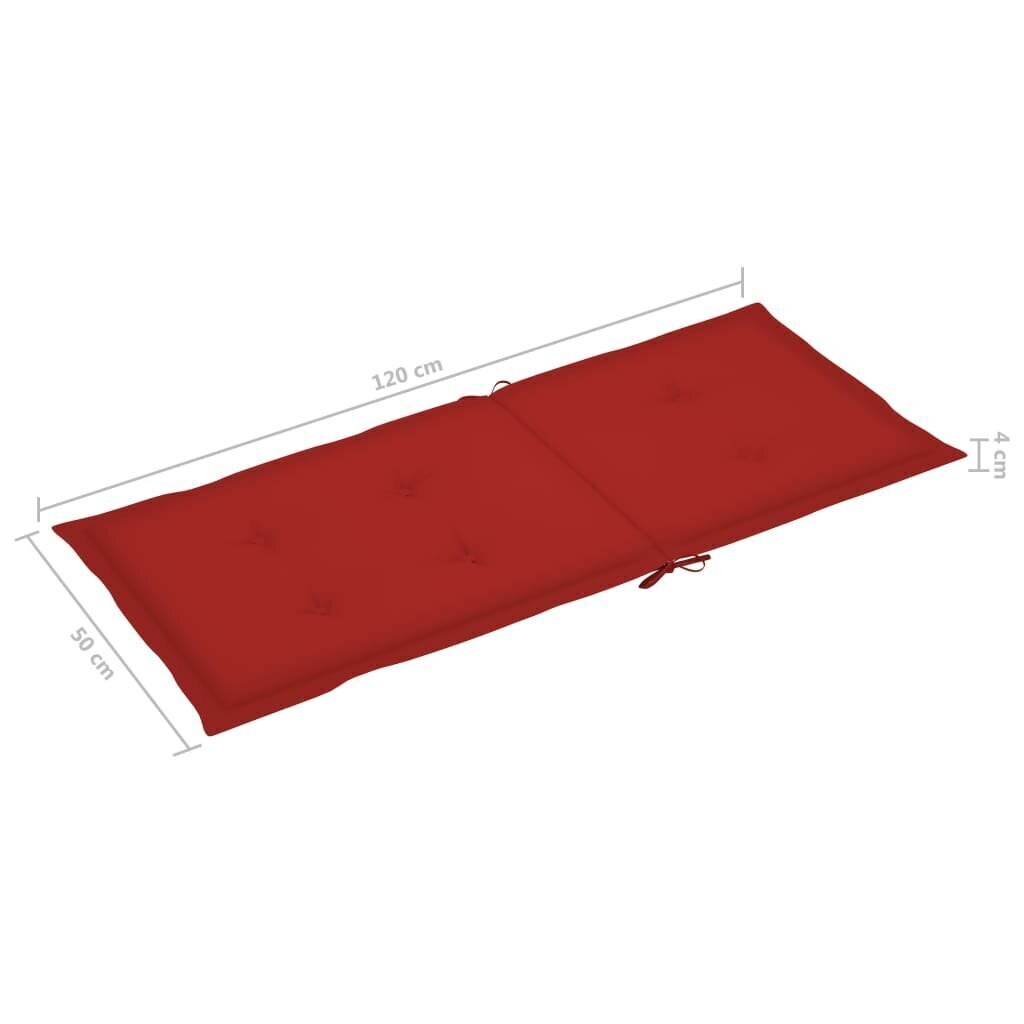 vidaXL aiatooli istmepadjad 6 tk punane 120 x 50 x 3 cm цена и информация | Toolipadjad ja -katted | kaup24.ee