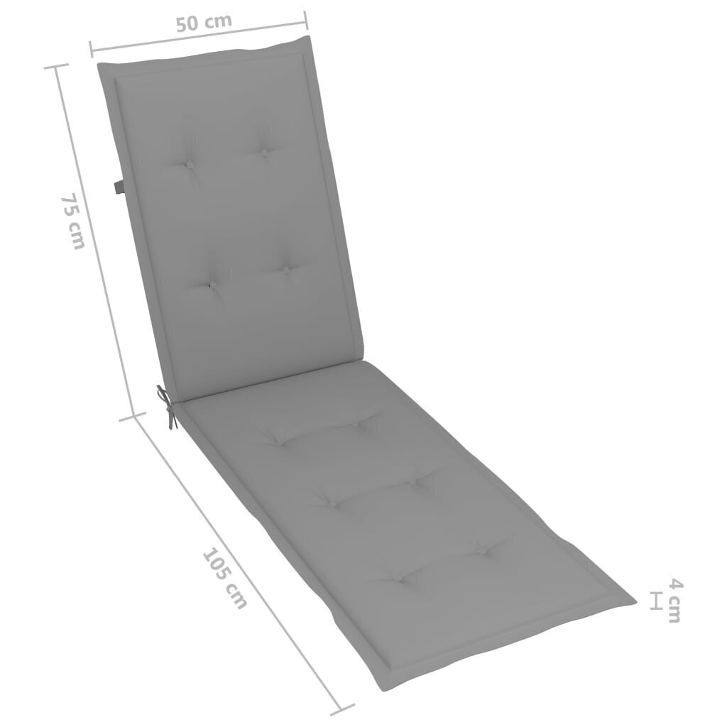 vidaXL Lamamistooli istmepadi, hall, (75 + 105) x 50 x 3 cm hind ja info | Toolipadjad ja -katted | kaup24.ee