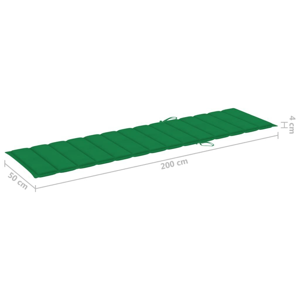 vidaXL lamamistooli padi, roheline, 200 x 50 x 3 cm, kangas hind ja info | Toolipadjad ja -katted | kaup24.ee
