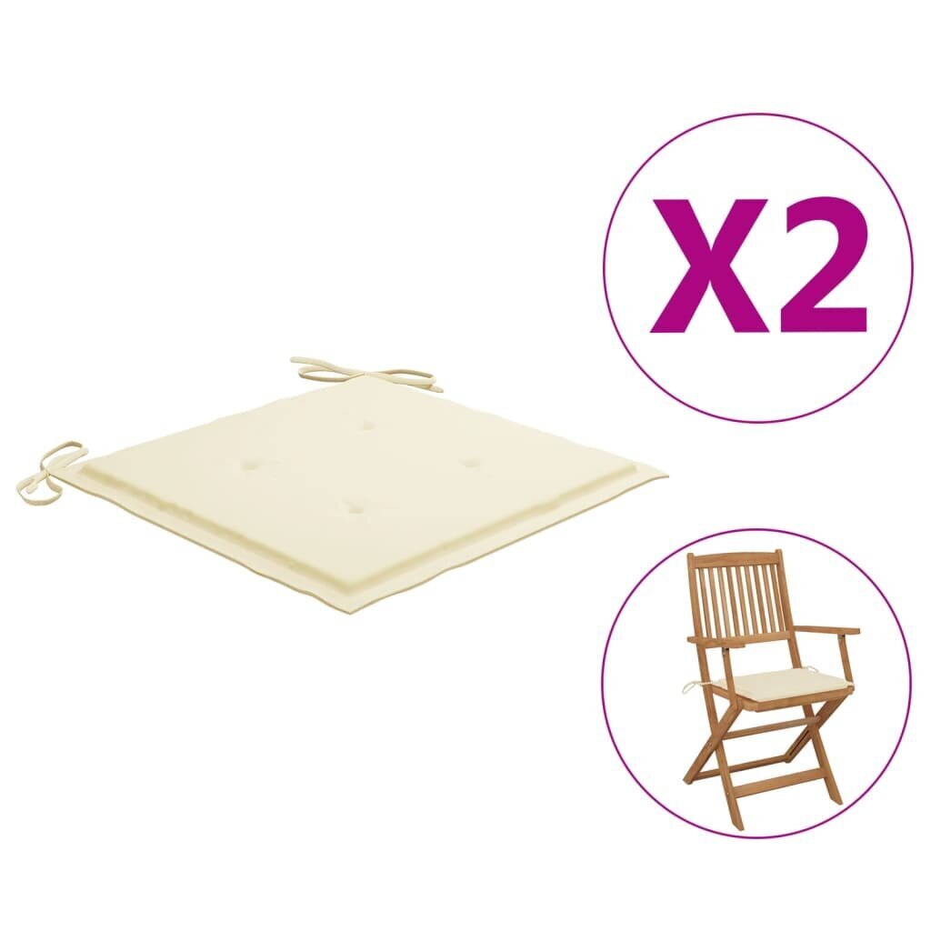 vidaXL aiatooli istmepadjad 2 tk kreemjasvalge 40x40x3 cm, kangas hind ja info | Toolipadjad ja -katted | kaup24.ee