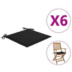 vidaXL aiatooli istmepadjad, 6 tk, must, 40 x 40 x 3 cm, kangas цена и информация | Подушки, наволочки, чехлы | kaup24.ee