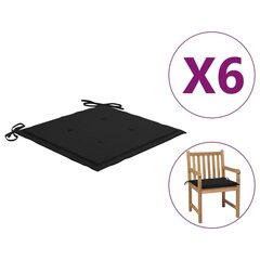 vidaXL aiatooli istmepadjad, 6 tk, must, 50 x 50 x 3 cm, kangas цена и информация | Подушки, наволочки, чехлы | kaup24.ee