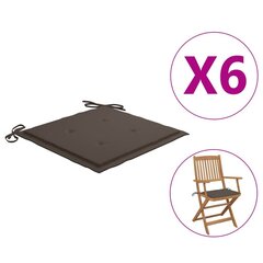 vidaXL aiatooli istmepadjad, 6 tk, hallikaspruun, 40x40x3 cm, kangas цена и информация | Подушки, наволочки, чехлы | kaup24.ee