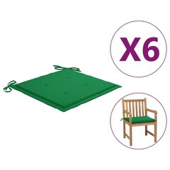 vidaXL aiatooli istmepadjad, 6 tk, roheline, 50 x 50 x 3 cm, kangas hind ja info | Toolipadjad ja -katted | kaup24.ee