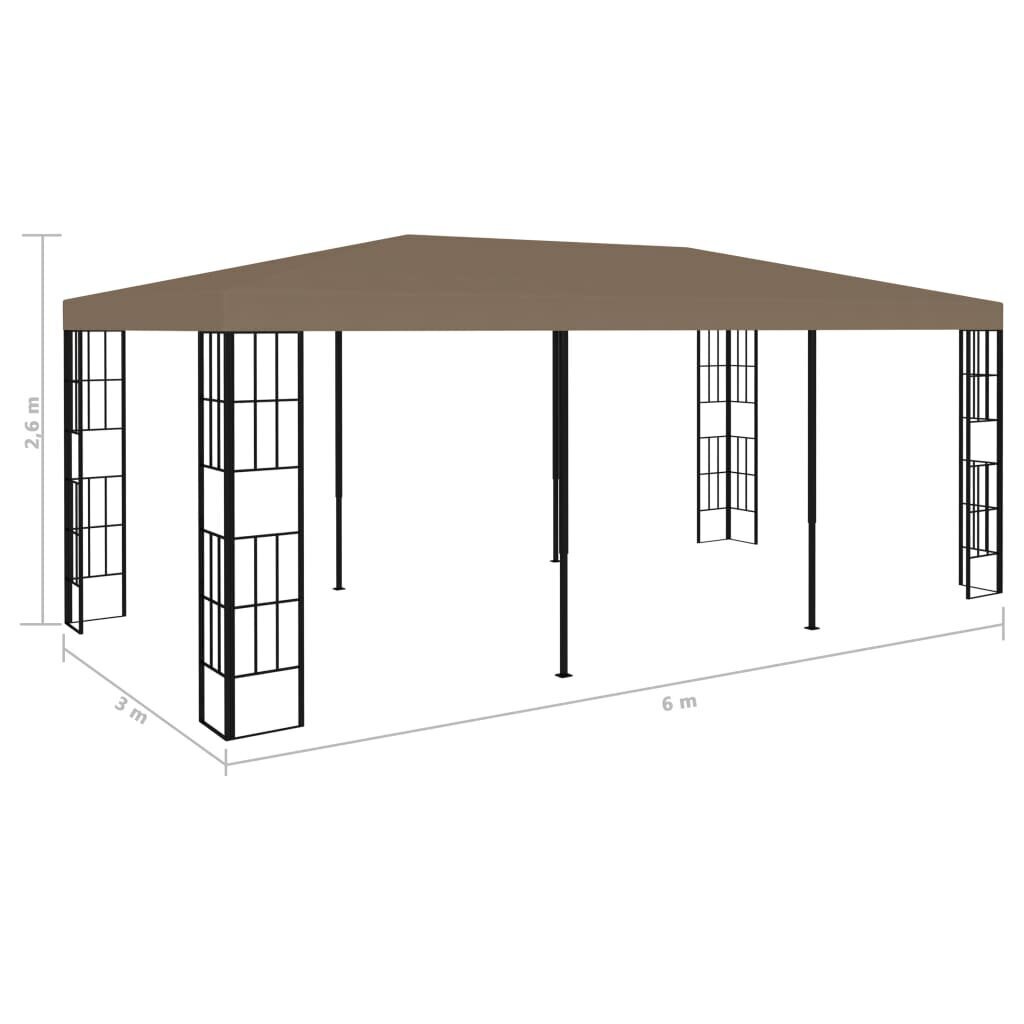 vidaXL varjualune 6 x 3 m pruunikashall hind ja info | Varikatused ja aiapaviljonid | kaup24.ee