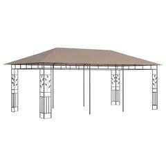 vidaXL varjualune sääsevõrguga, 6x3x2,73 m, pruunikashall, 180 g/m² цена и информация | Беседки, навесы, тенты | kaup24.ee