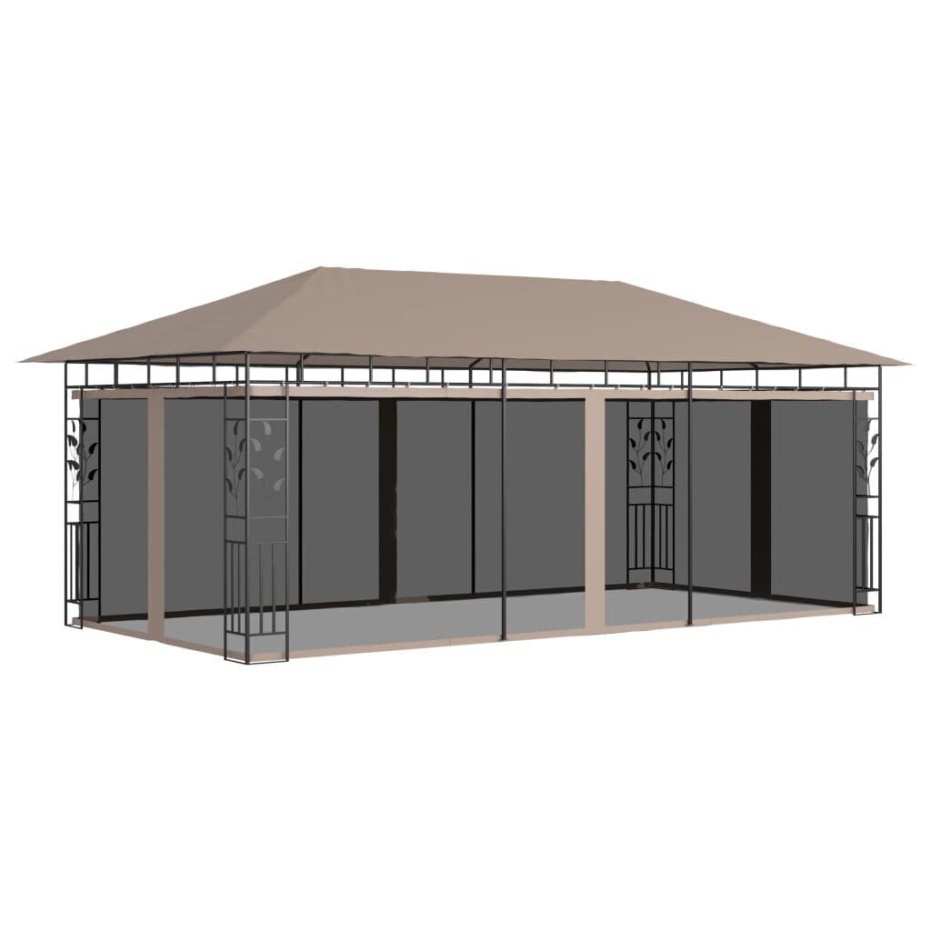 vidaXL varjualune sääsevõrguga, 6x3x2,73 m, pruunikashall, 180 g/m² цена и информация | Varikatused ja aiapaviljonid | kaup24.ee