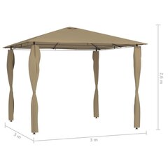 vidaXL lehtla postikatetega 3 x 3 x 2,6 m, pruunikashall, 160 g/m² hind ja info | Varikatused ja aiapaviljonid | kaup24.ee