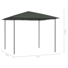 vidaXL lehtla 3 x 3 x 2,6 m, antratsiithall 160 g/m² hind ja info | Varikatused ja aiapaviljonid | kaup24.ee