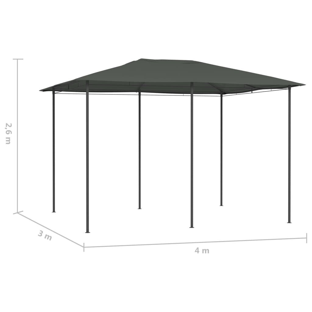 vidaXL varikatus 3 x 4 x 2,6 m, antratsiithall 160 g/m² цена и информация | Varikatused ja aiapaviljonid | kaup24.ee