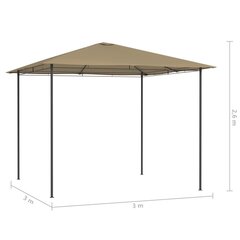 vidaXL lehtla 3 x 3 x 2,6 m, pruunikashall, 160 g/m² цена и информация | Беседки, навесы, тенты | kaup24.ee