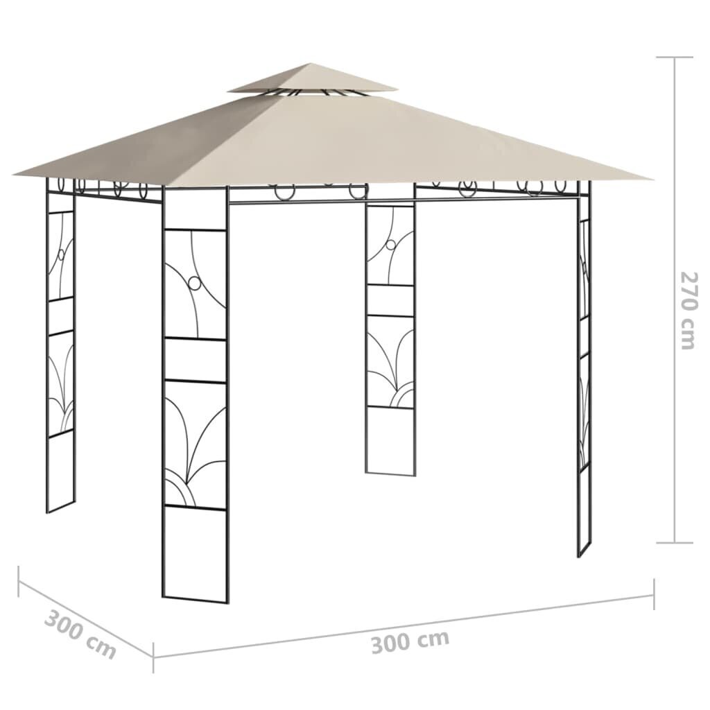 vidaXL lehtla 3 x 3 x 2,7 m, kreemjas, 160 g/m² цена и информация | Varikatused ja aiapaviljonid | kaup24.ee