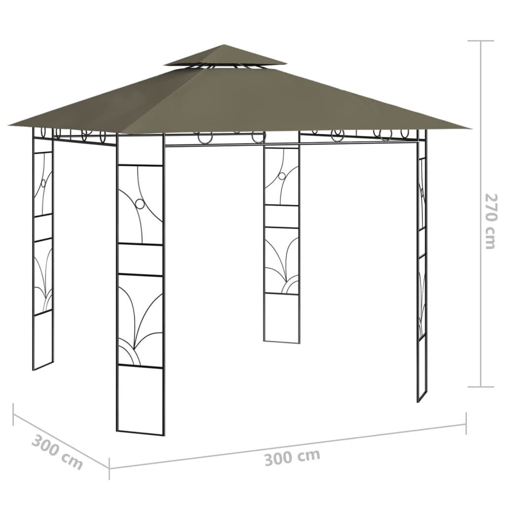 vidaXL lehtla 3 x 3 x 2,7 m, pruunikashall, 160 g/m² hind ja info | Varikatused ja aiapaviljonid | kaup24.ee