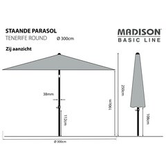 Madison päikesevari "Tenerife", 300 cm, ümmargune, õunaroheline цена и информация | Зонты, маркизы, стойки | kaup24.ee