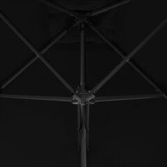 vidaXL päikesevari, teraspostiga, must, 250 x 250 x 230 cm hind ja info | Päikesevarjud, markiisid ja alused | kaup24.ee