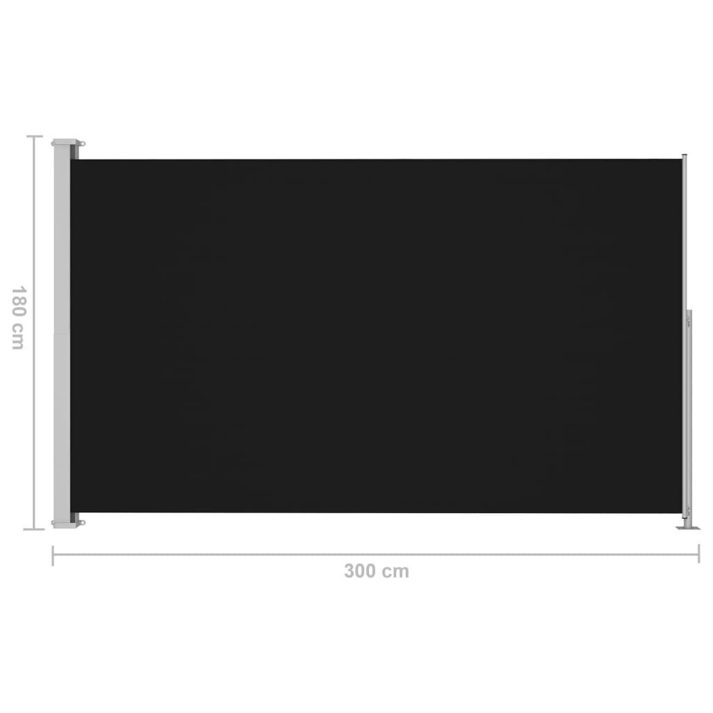 vidaXL lahtitõmmatav terrassi külgsein, 180 x 300 cm, must hind ja info | Päikesevarjud, markiisid ja alused | kaup24.ee