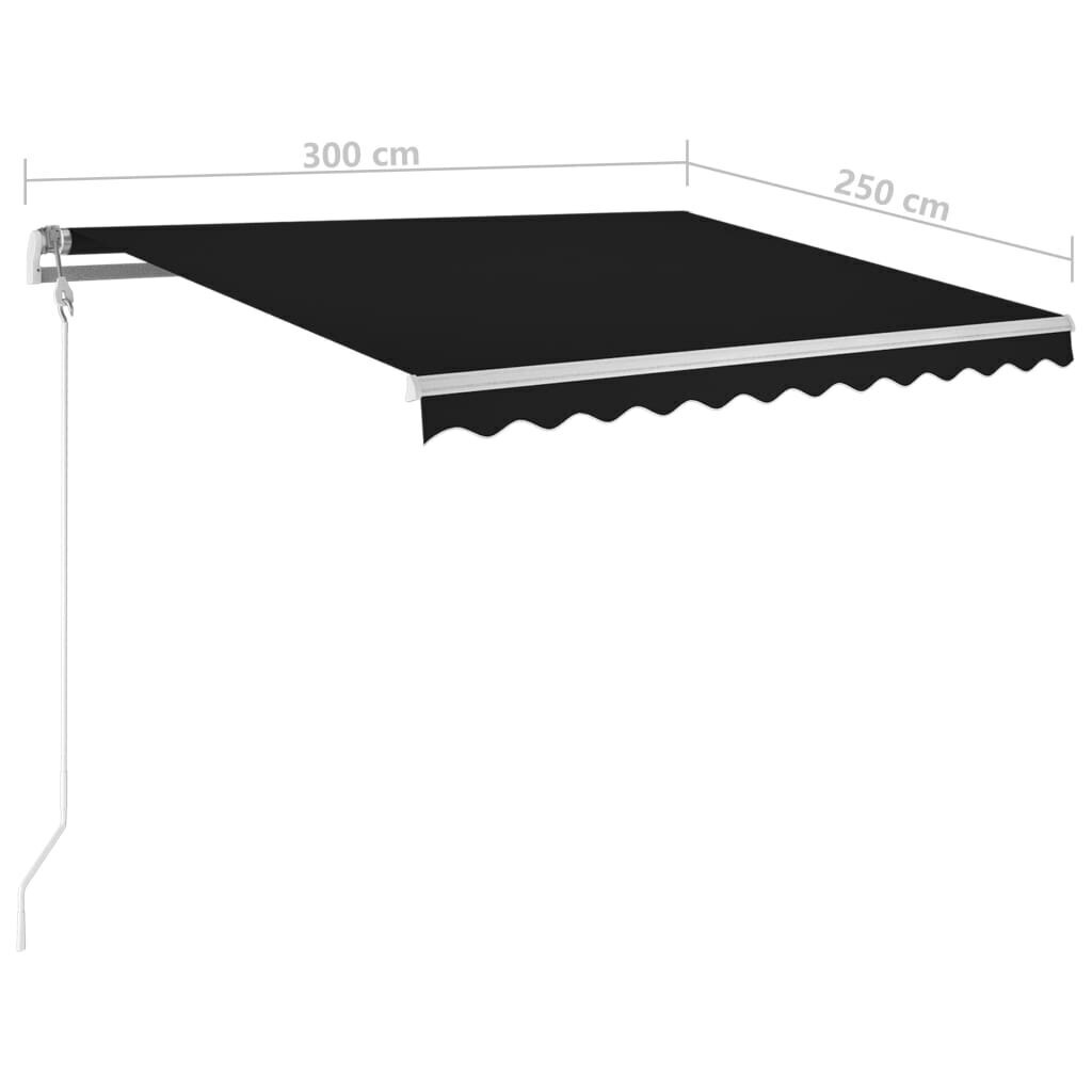 vidaXL automaatne varikatus LEDi ja tuuleanduriga 300x250 cm tumehall hind ja info | Päikesevarjud, markiisid ja alused | kaup24.ee