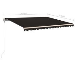 vidaXL automaatne varikatus, LED ja tuuleandur, 400x350 cm, antratsiit цена и информация | Зонты, маркизы, стойки | kaup24.ee