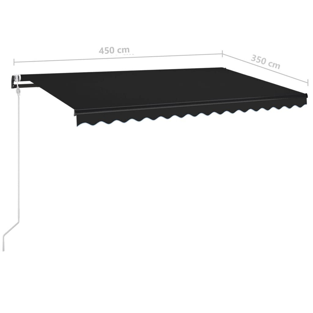 vidaXL automaatne varikatus, LED ja tuuleandur, 450 x 350 cm, antratsiithall hind ja info | Päikesevarjud, markiisid ja alused | kaup24.ee