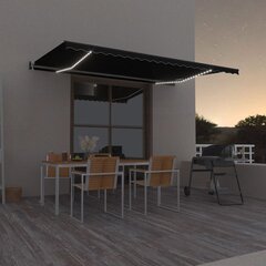 vidaXL automaatne varikatus, LED, tuuleandur, 500 x 350 cm antratsiit цена и информация | Зонты, маркизы, стойки | kaup24.ee