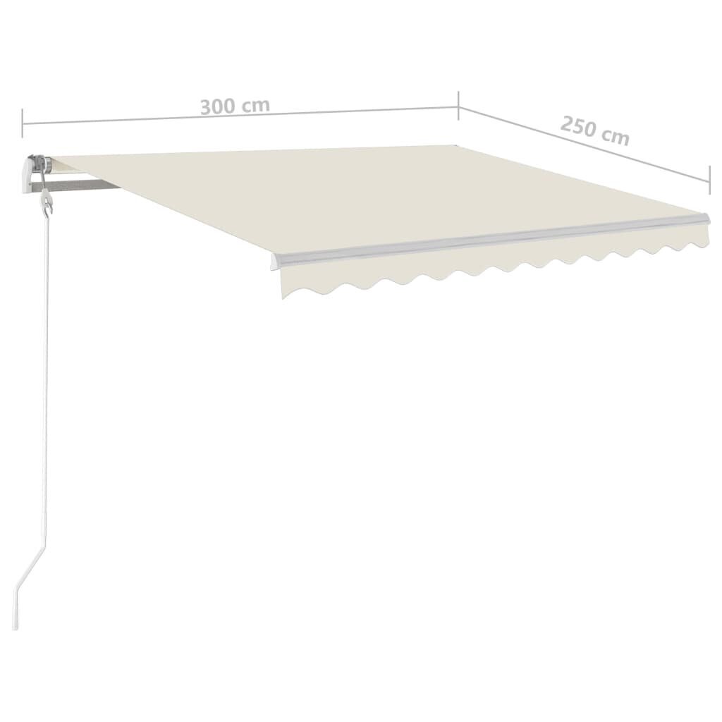 vidaXL automaatne varikatus LEDi ja tuuleanduriga 300x250 cm kreemjas hind ja info | Päikesevarjud, markiisid ja alused | kaup24.ee