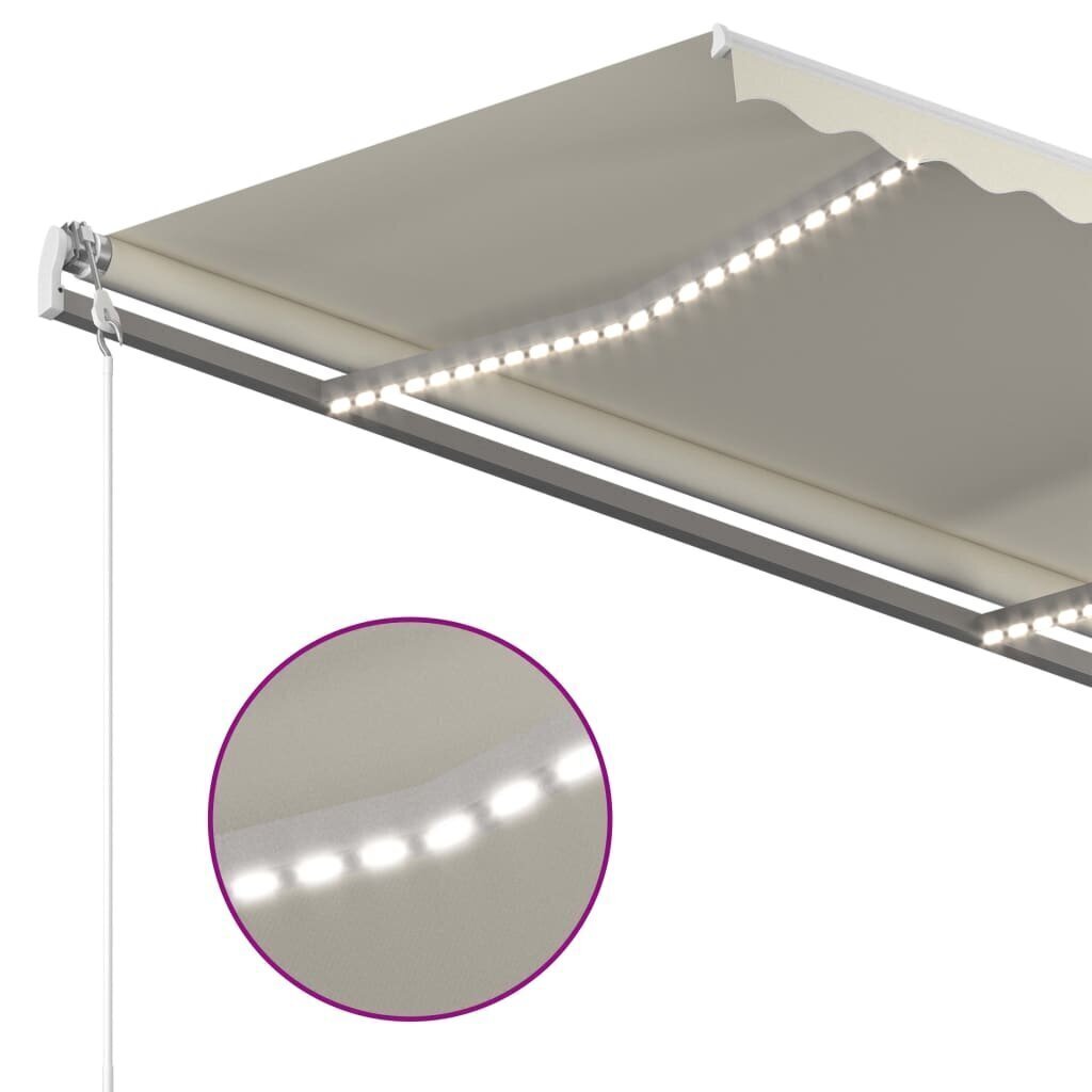 vidaXL automaatne varikatus LEDi ja tuuleanduriga 300x250 cm kreemjas hind ja info | Päikesevarjud, markiisid ja alused | kaup24.ee