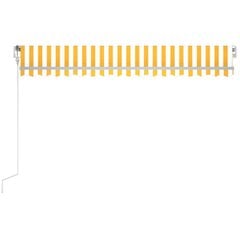 vidaXL automaatne varikatus LED, tuuleandur 400x300 cm kollane/valge hind ja info | Päikesevarjud, markiisid ja alused | kaup24.ee