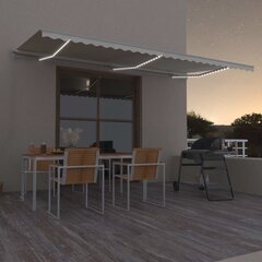 vidaXL käsitsi sissetõmmatav varikatus LED 600x350 cm kreemjas цена и информация | Зонты, маркизы, стойки | kaup24.ee